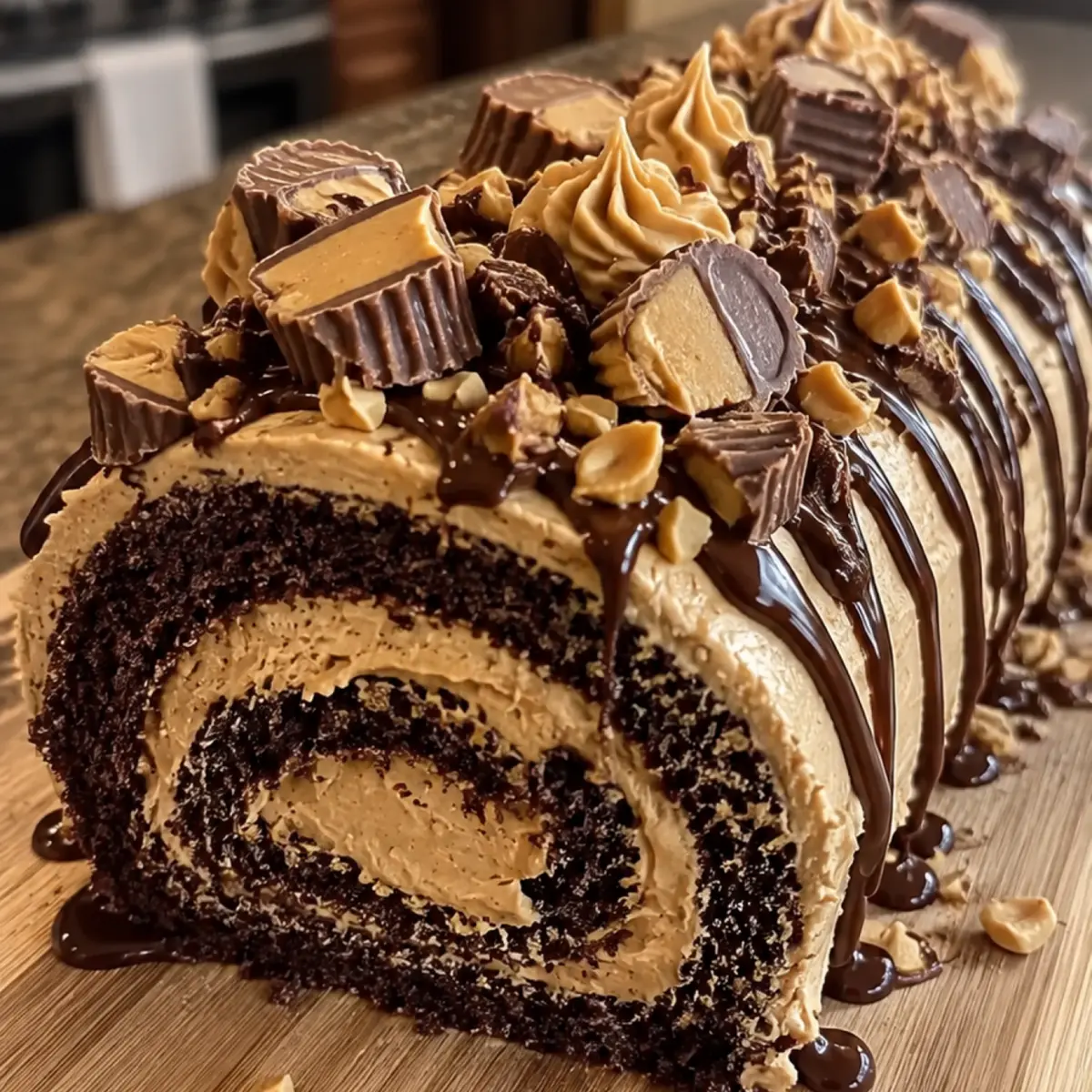 Reeses Peanut Butter Cup Roll Cake