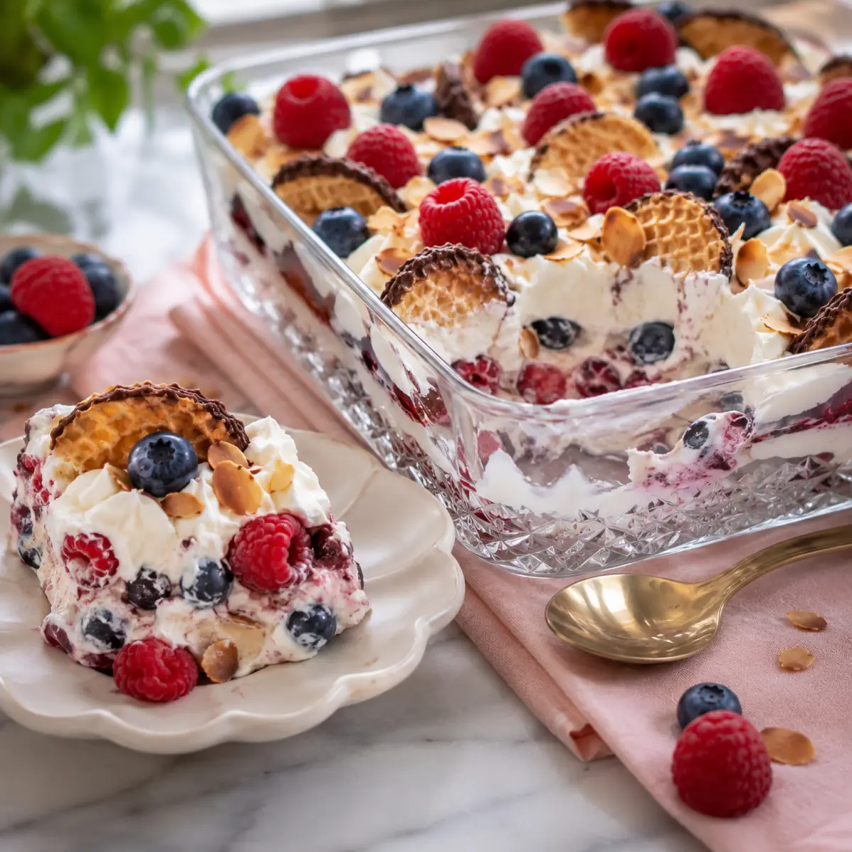 Schokokuss-Nachtisch mit Quark und Beeren