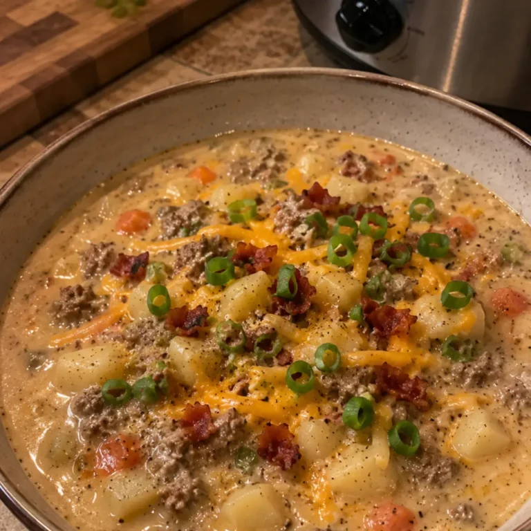 Slow Cooker Cheeseburger Soup