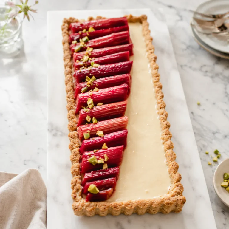 Vegane Rhabarber Puddingtarte