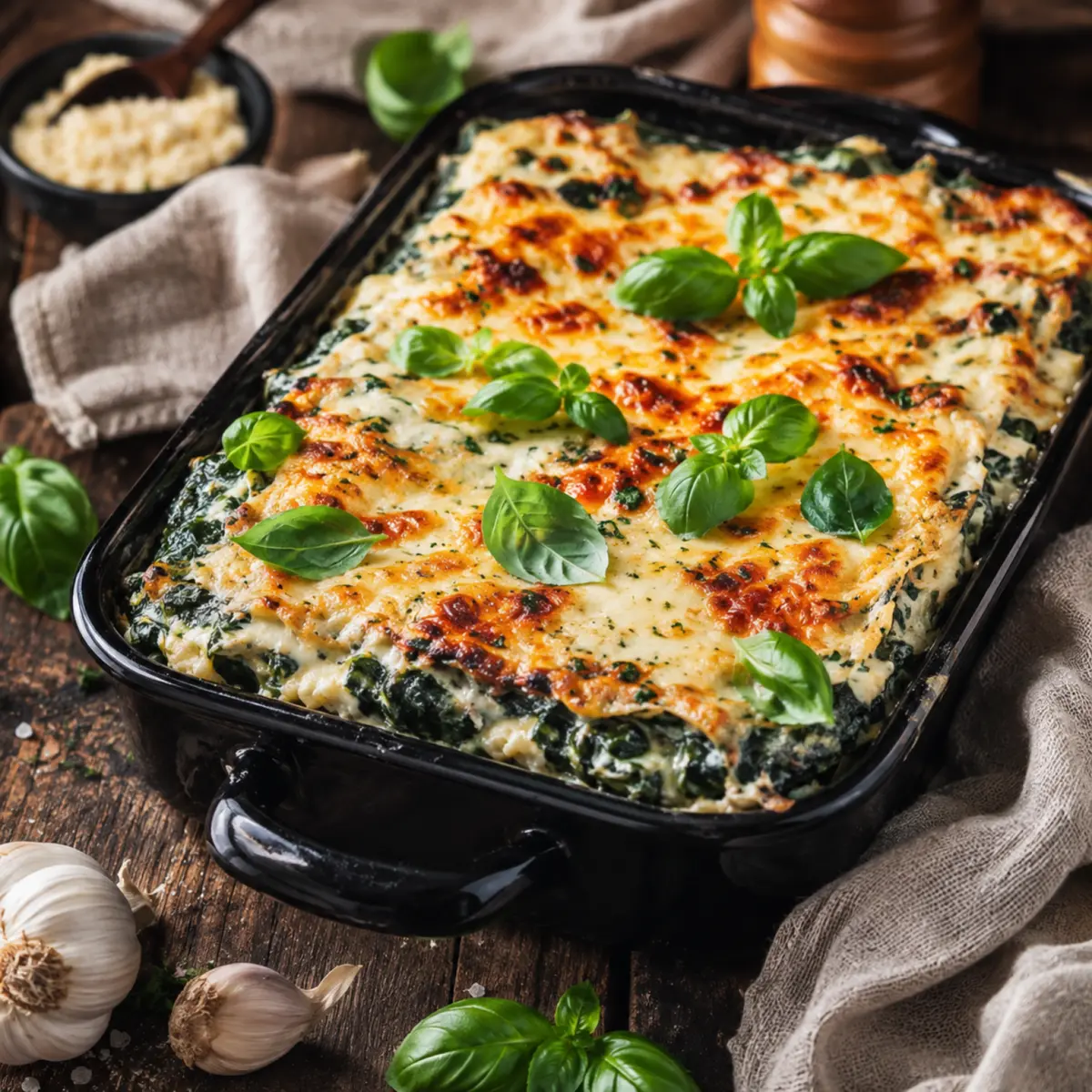 Vegane Spinat-Lasagne mit Béchamelsauce