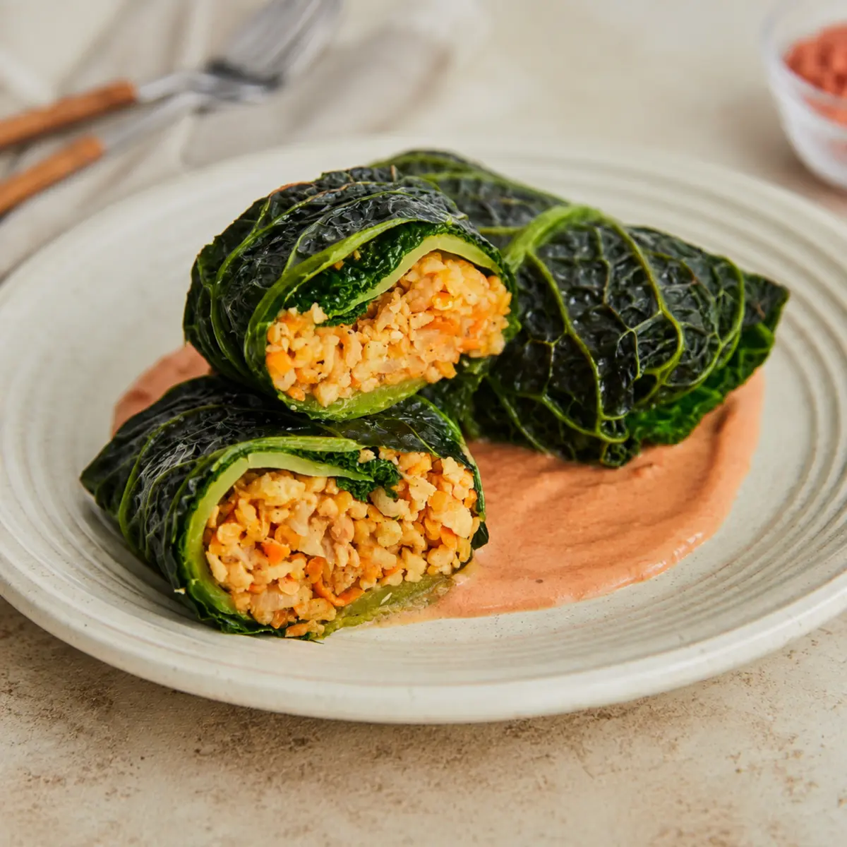 Vegane Wirsingrouladen