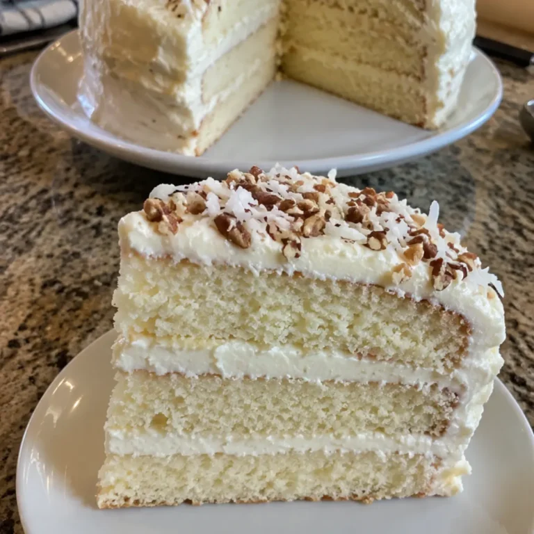 White German Chocolate Cake with Coconut Pecan Frosting
