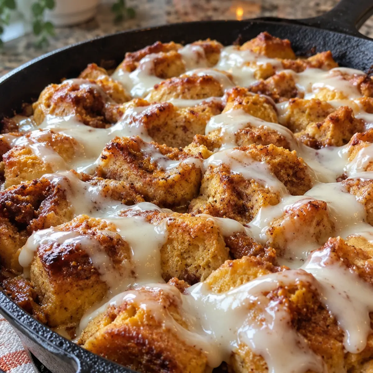4-Ingredient Pumpkin Cinnamon Roll Skillet