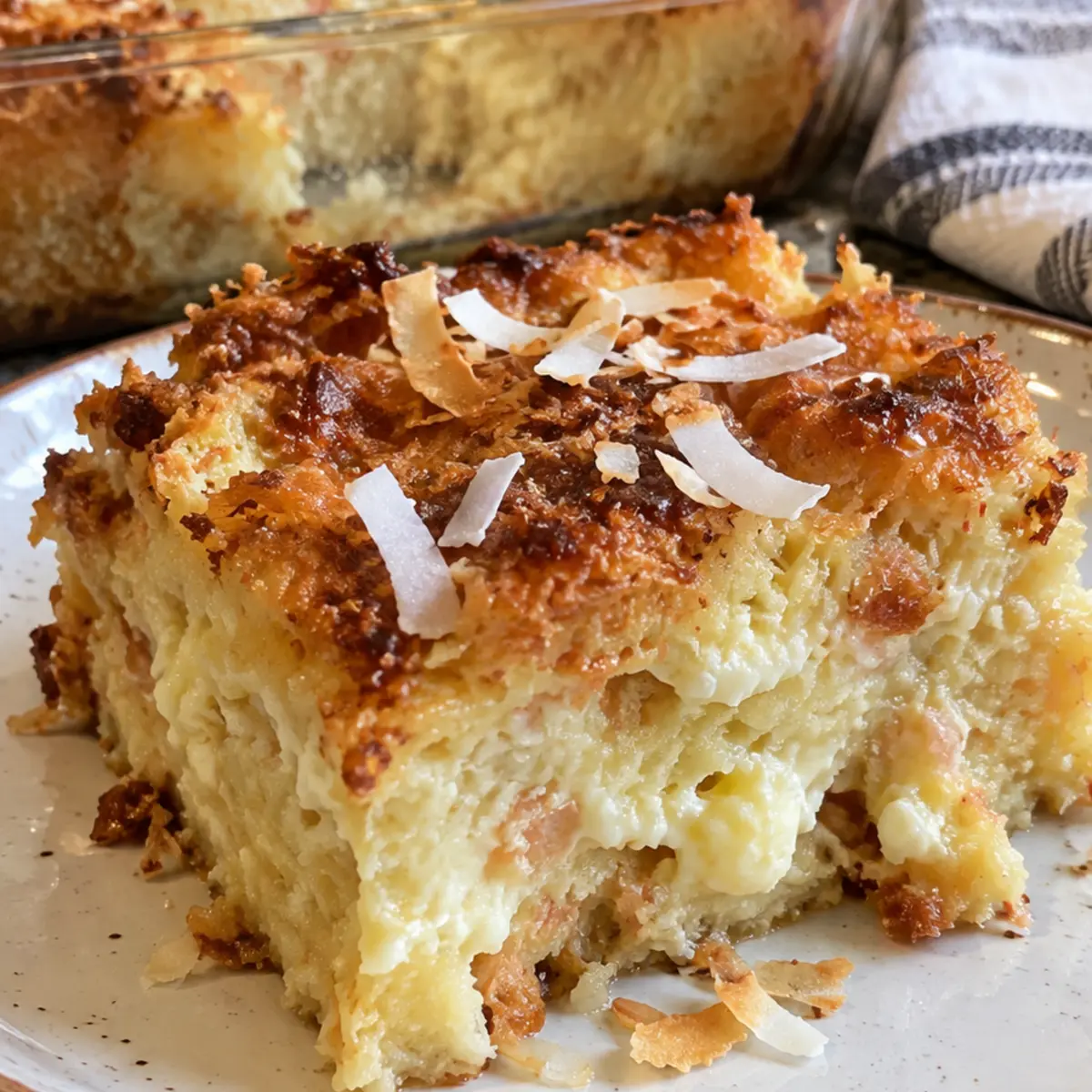 COCONUT CHEESECAKE BREAD PUDDING