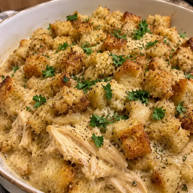Creamy Crockpot Chicken & Stuffing