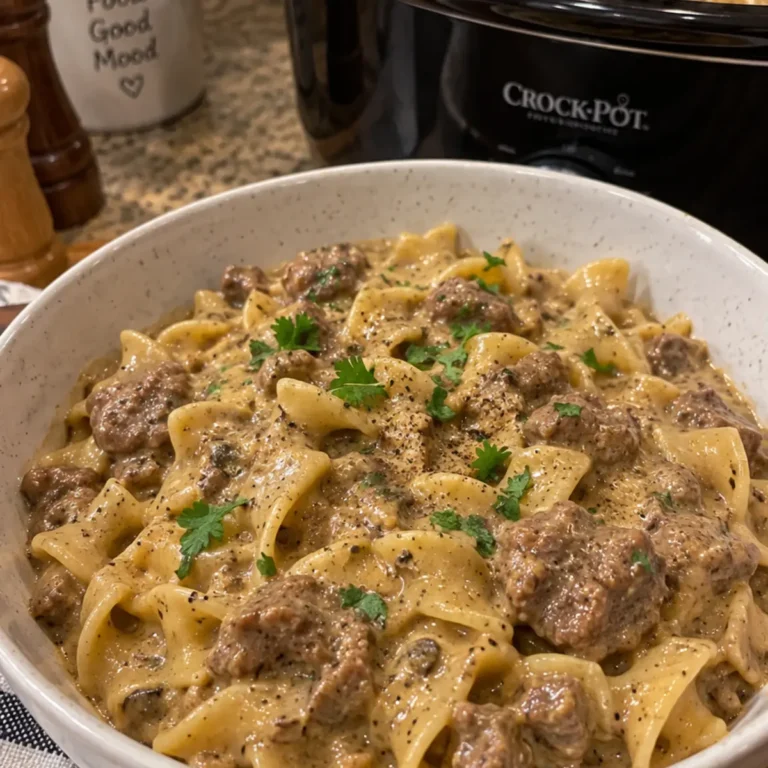 Crockpot Creamy Beef & Noodles