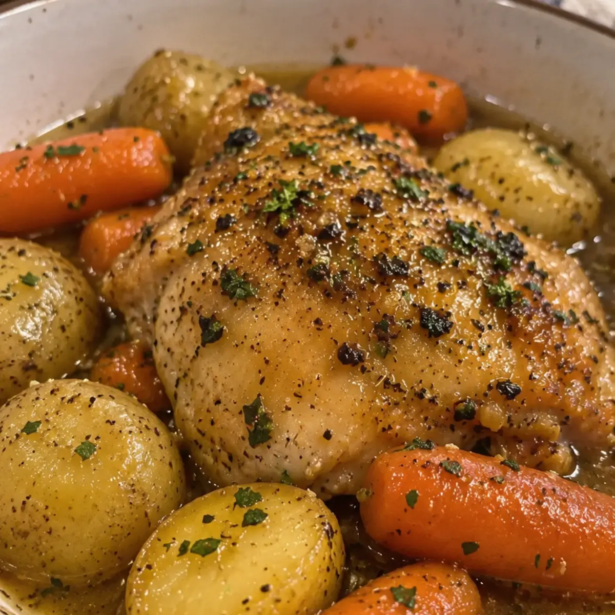 Crockpot Honey Ranch Chicken Baby Carrots & Buttery Potatoes