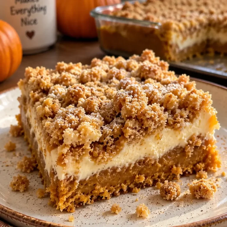 Gooey Pumpkin Crumble Cake with Cream Cheese Layer