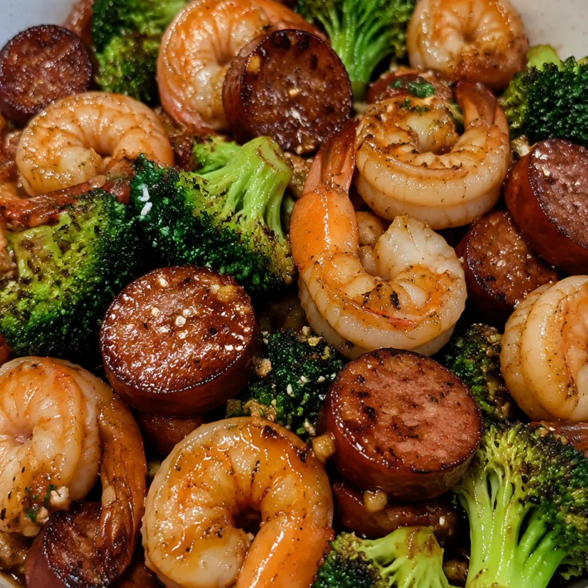 Honey Garlic Shrimp, Sausage, and Broccoli