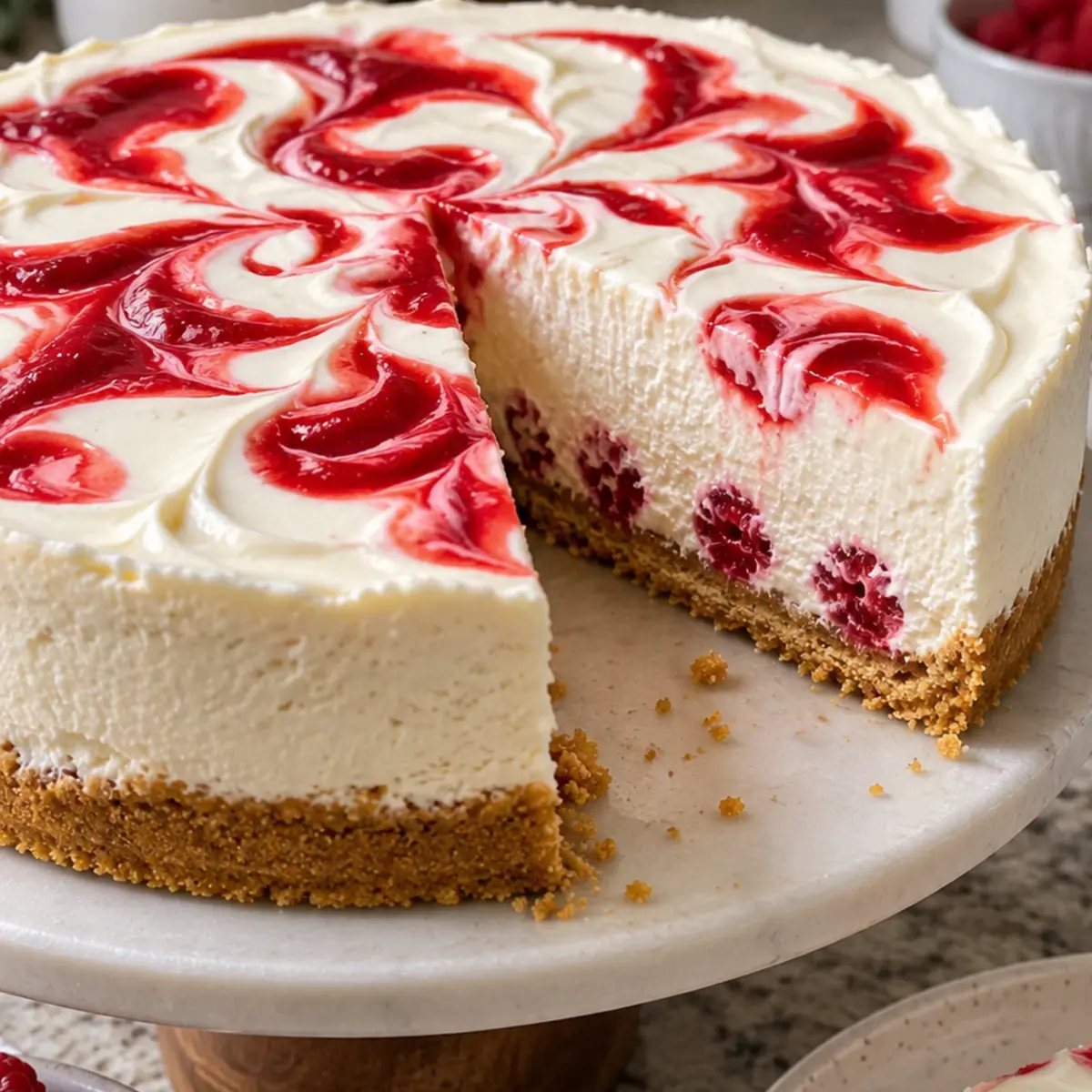 NO BAKE White Chocolate Raspberry Cheesecake