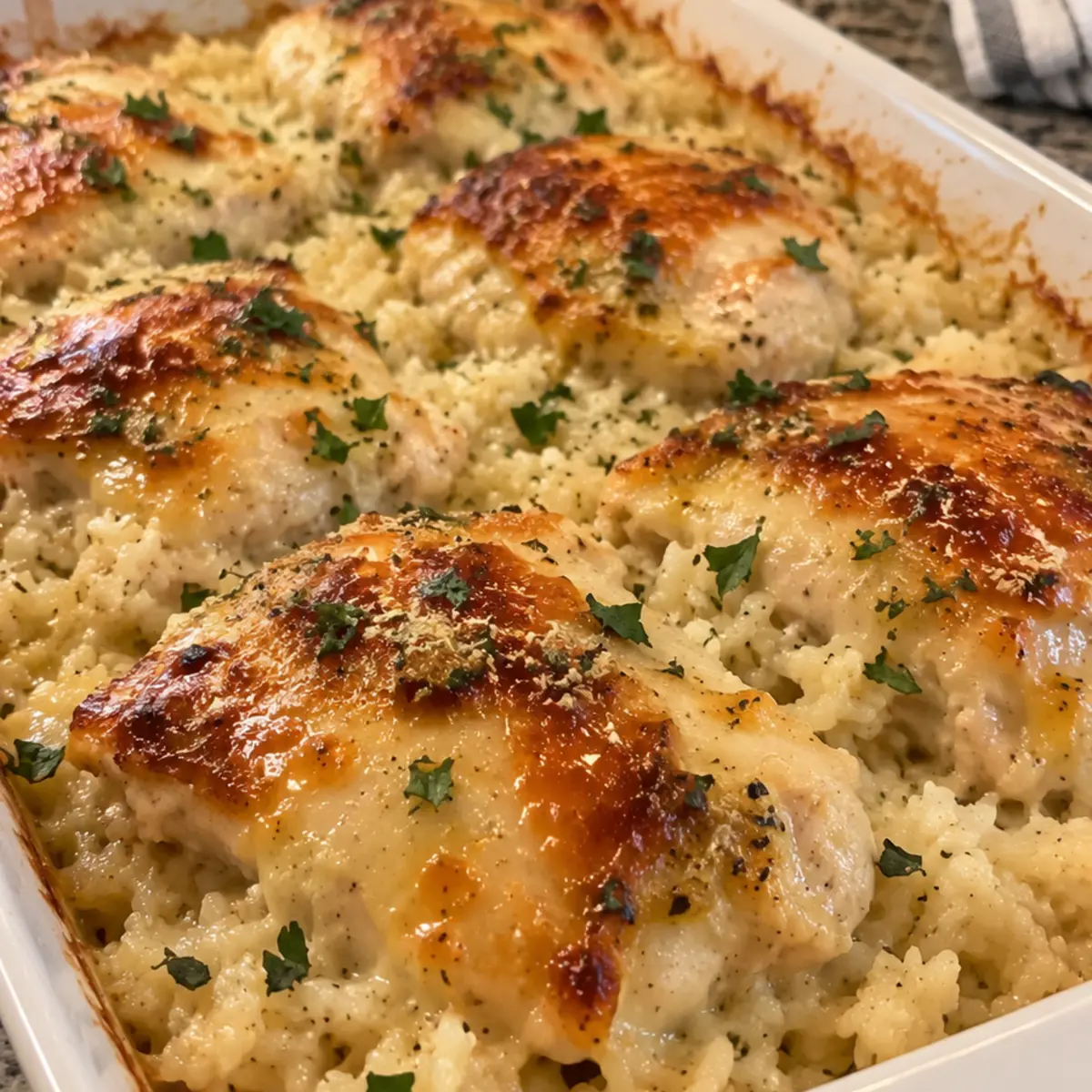No Peek Chicken Rice Casserole