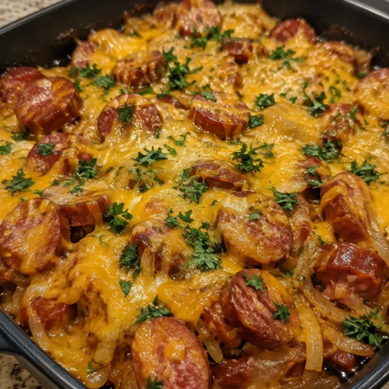 One pot cheesy smoked sausage