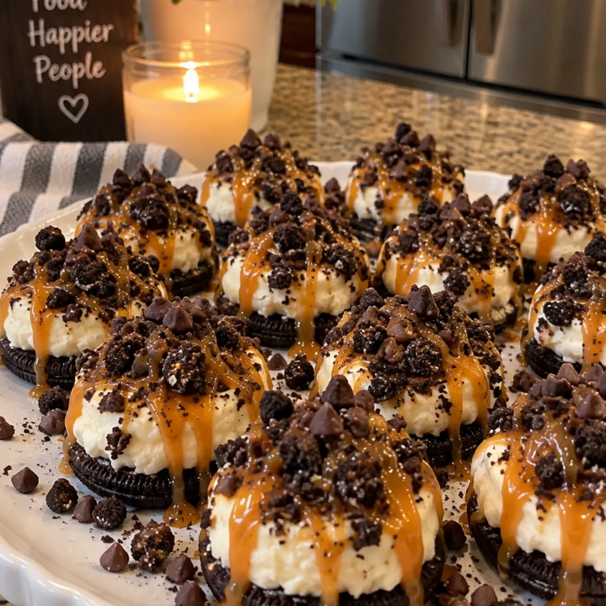 Oreo Caramel Cheesecake Bites