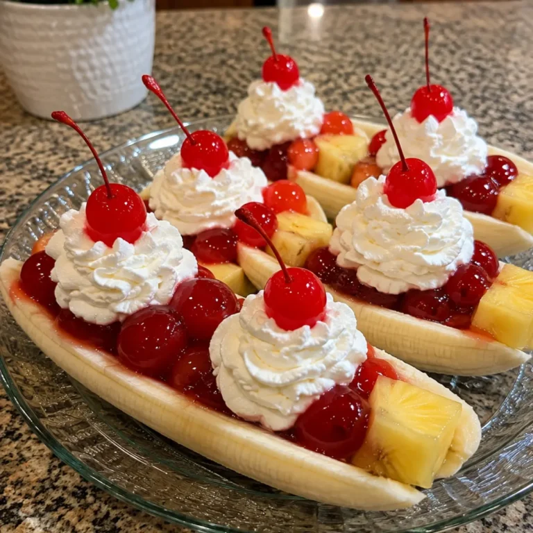 PINEAPPLE CHERRY BANANA SPLIT BOATS
