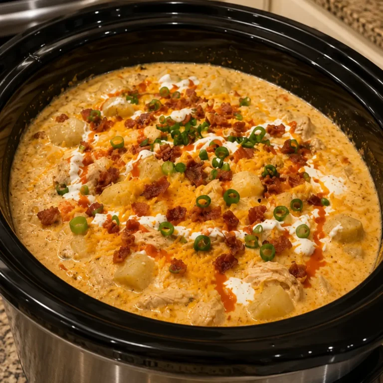 Slow Cooker Buffalo Chicken Loaded Potato Soup