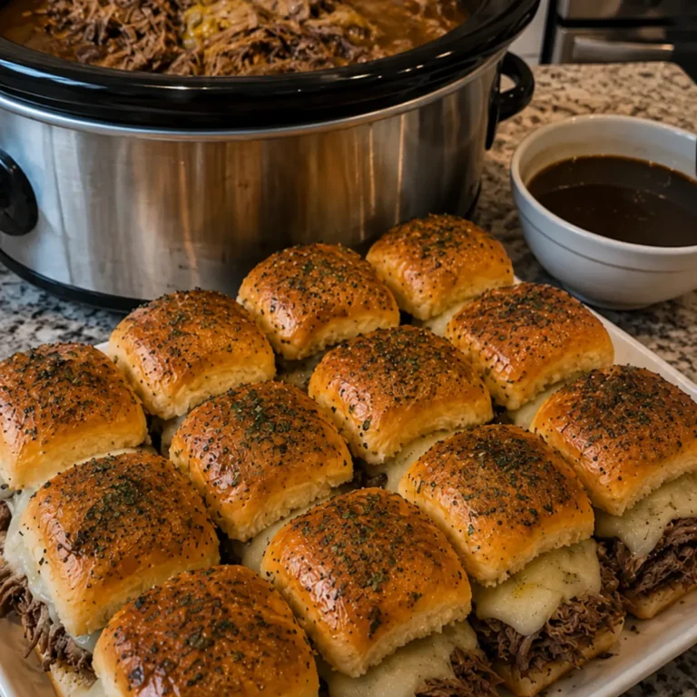 Slow Cooker French Dip Mississippi Roast Sliders