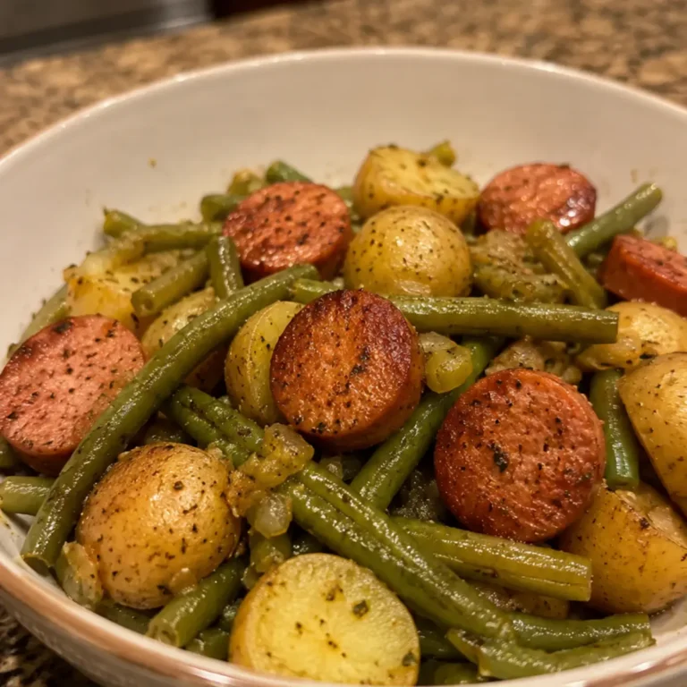 Slow Cooker Sausage Potatoes and Green Beans