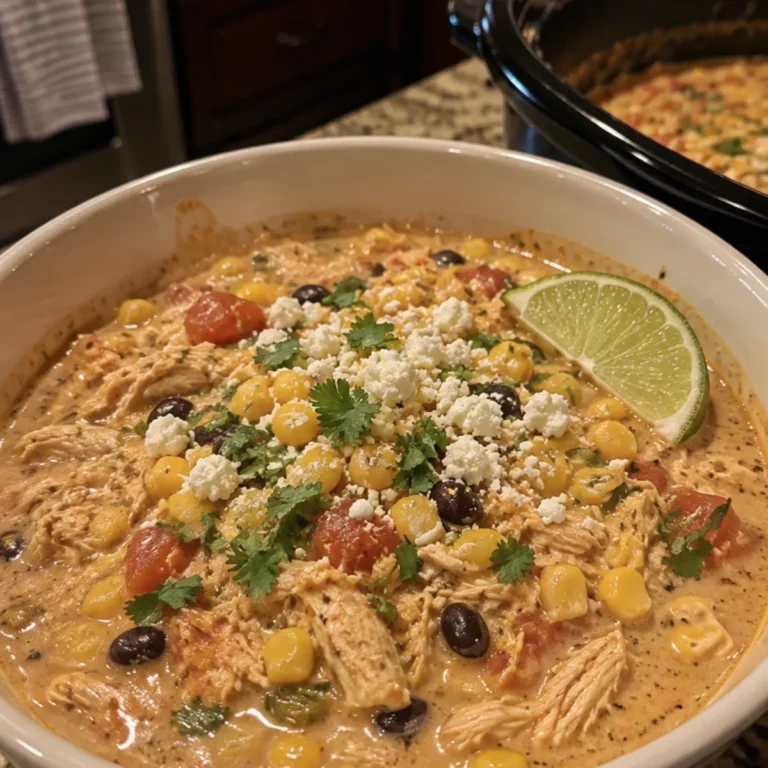 Slow Cooker Street Corn Chicken Taco Soup