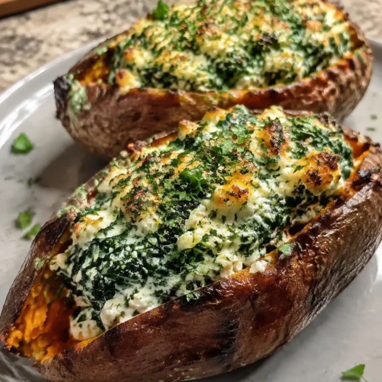 Spinach & Ricotta Stuffed Sweet Potatoes